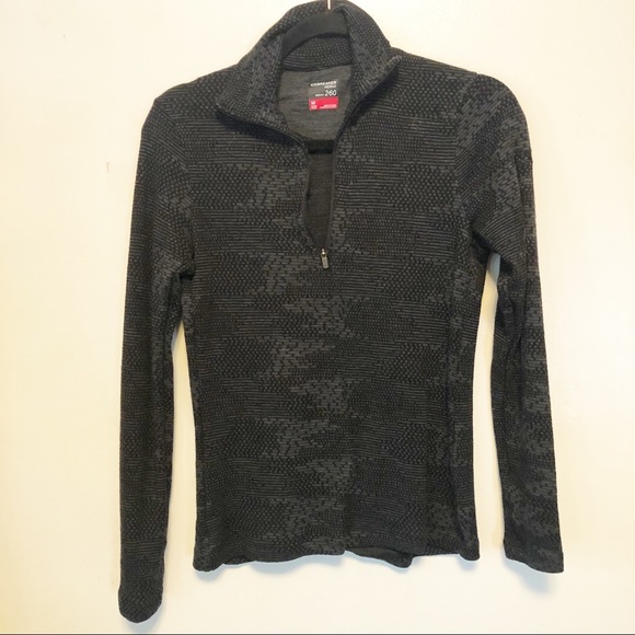 Icebreaker Tops - Icebreaker Bodyfit 260 Vertex Half Zip Merino Wool Black Grey M